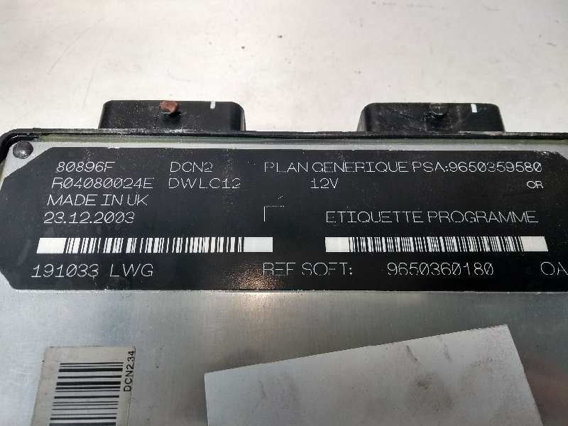 Recambio de centralita motor uce para citroen c15 1.9 d referencia OEM IAM R04080024E 9650359580 9650360180 80896F