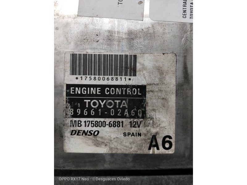 Recambio de centralita motor uce para toyota corolla (e12) 2.0 turbodiesel cat referencia OEM IAM 8966102A60 MB1758006881 
