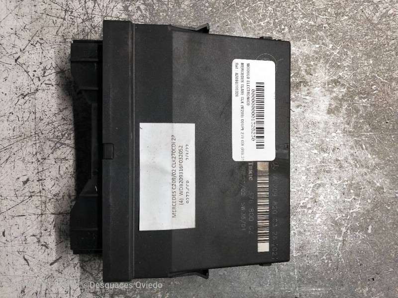 Recambio de modulo electronico para mercedes clase clk (w209) coupe 270 cdi (209.316) referencia OEM IAM A2098200326 376800GZ 