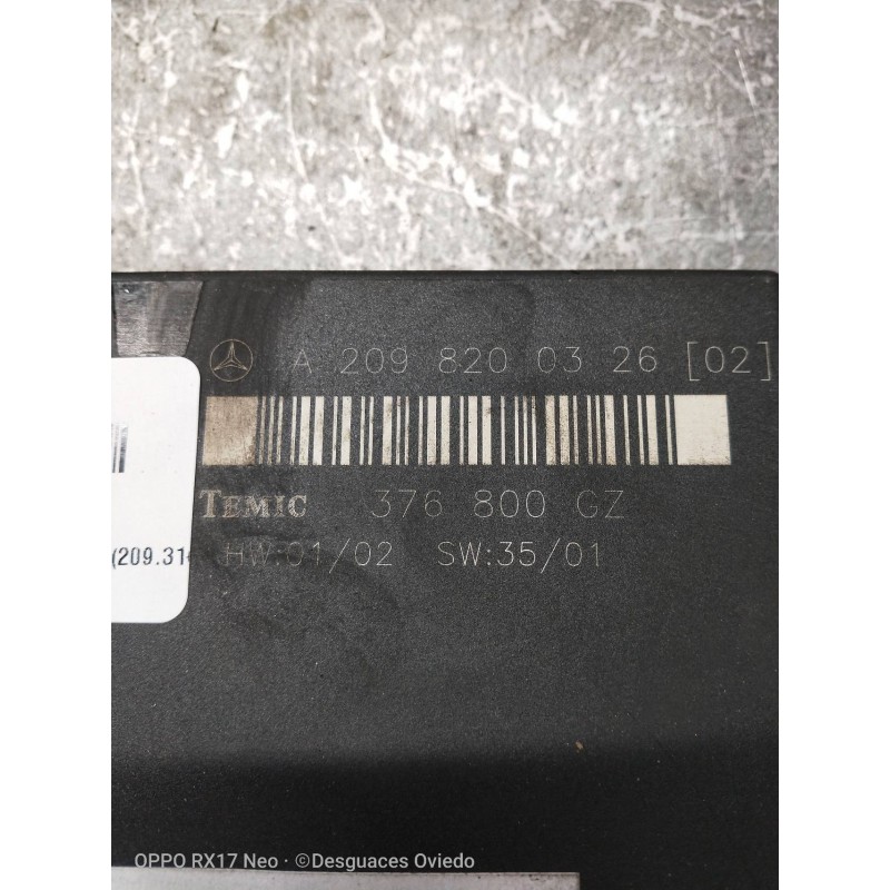 Recambio de modulo electronico para mercedes clase clk (w209) coupe 270 cdi (209.316) referencia OEM IAM A2098200326 376800GZ 