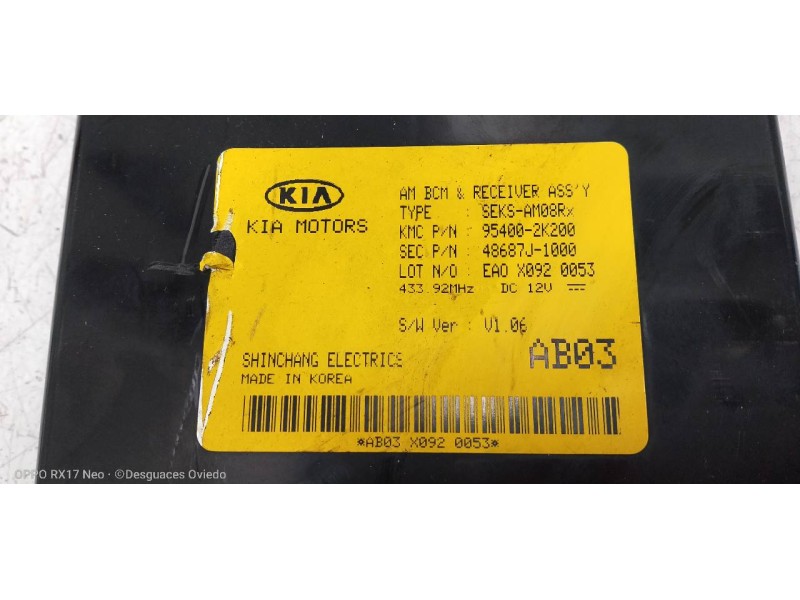 Recambio de modulo electronico para kia soul diva referencia OEM IAM 954002K200  
