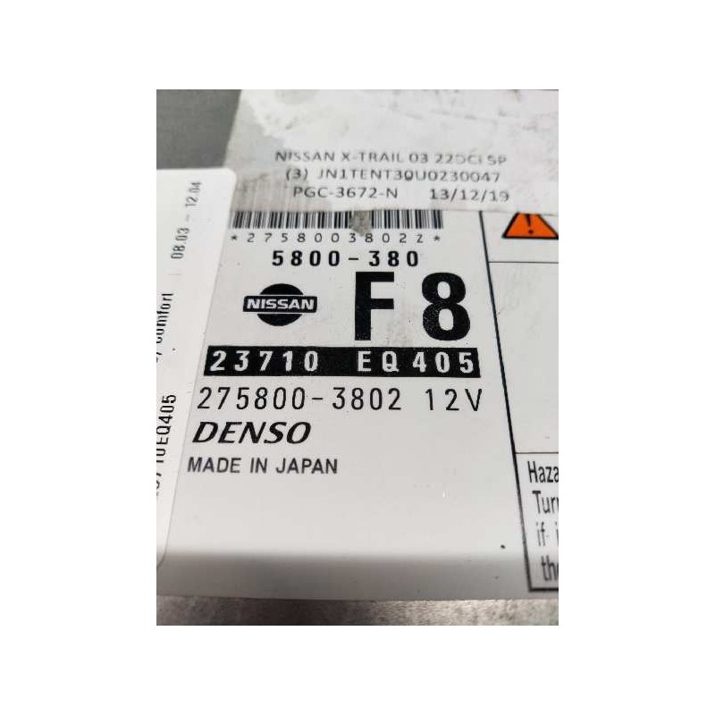 Recambio de centralita motor uce para nissan x-trail (t30) comfort referencia OEM IAM 23710EQ405 2758003802 5800380 F8