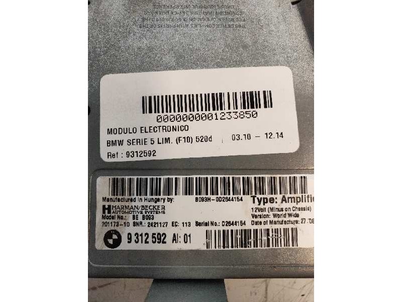 Recambio de modulo electronico para bmw serie 5 lim. (f10) 520d referencia OEM IAM 9312592 HS B093 