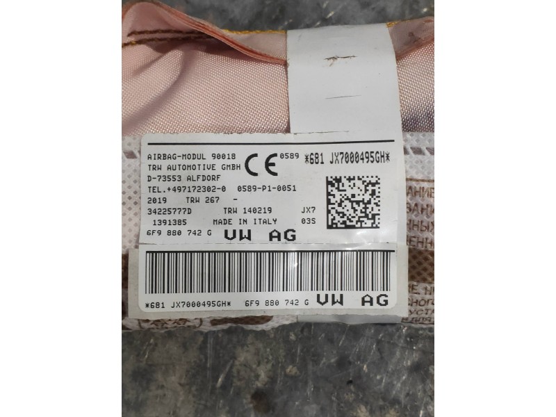 Recambio de airbag cortina delantero derecho para seat arona style referencia OEM IAM 6F9880742G  