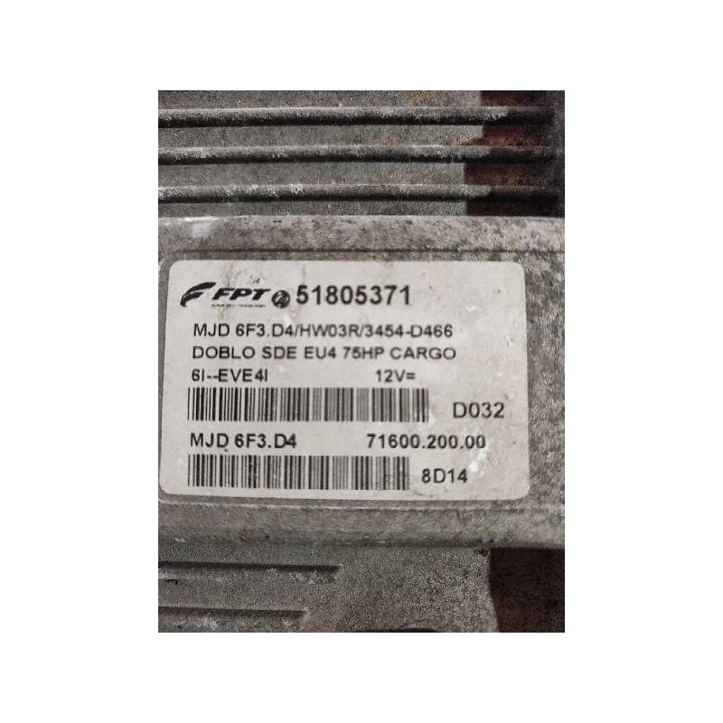 Recambio de centralita motor uce para fiat doblo i cargo 1.3 jtd basis furgón techo alto referencia OEM IAM 51805371 MJD6F3D4 71