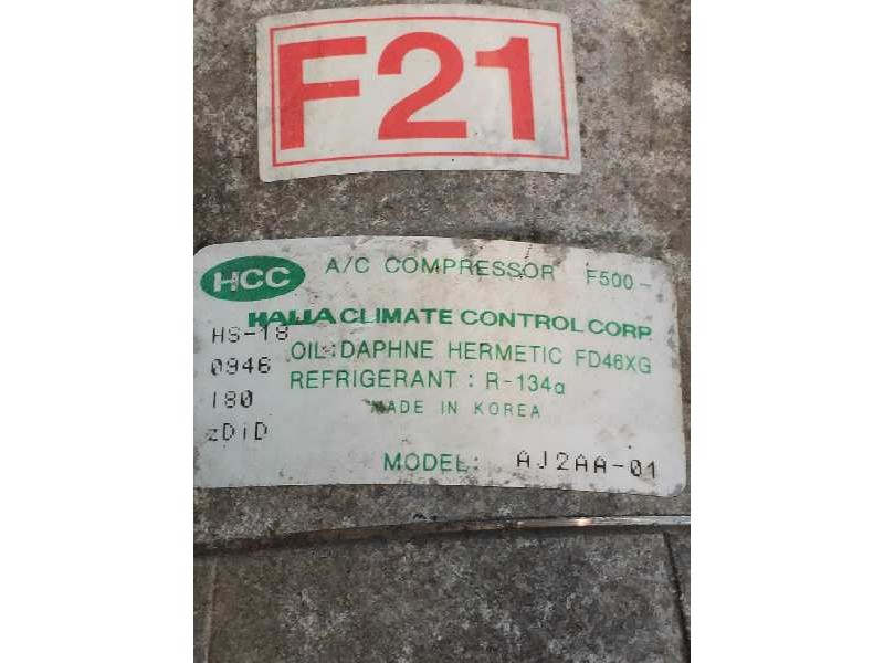 Recambio de compresor aire acondicionado para hyundai trajet (fo) 2.0 gls referencia OEM IAM AJ2AA01 F21 HS18