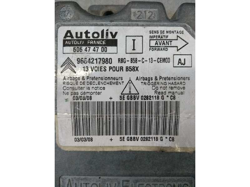 Recambio de centralita airbag para citroen c4 picasso sx referencia OEM IAM 9664217980 606474700 AJ