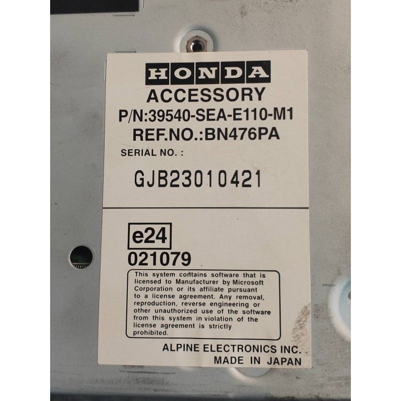 Recambio de sistema dvd para honda accord berlina (cl/cn) 2.2i ctdi executive referencia OEM IAM 39540SEAE110M1 BN476PA 