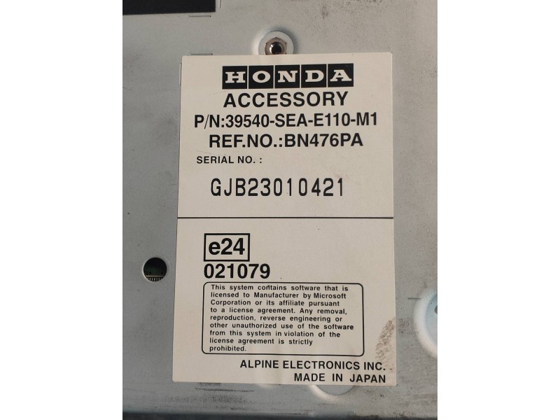 Recambio de sistema dvd para honda accord berlina (cl/cn) 2.2i ctdi executive referencia OEM IAM 39540SEAE110M1 BN476PA 