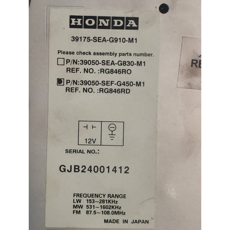 Recambio de sistema navegacion gps para honda accord berlina (cl/cn) 2.2i ctdi executive referencia OEM IAM 39050SEAG830M1 39050