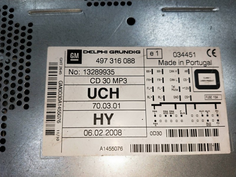 Recambio de sistema audio / radio cd para opel zafira b edition ´´111 jahre´´ referencia OEM IAM 497316088  