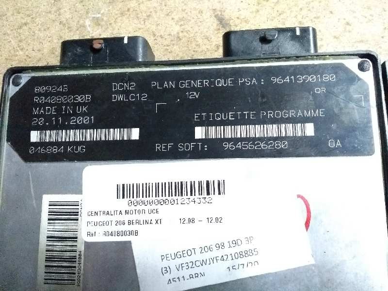 Recambio de centralita motor uce para peugeot 206 berlina xt referencia OEM IAM R04080030B 9641390180 9645626280 80924B