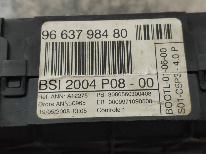 Recambio de caja reles / fusibles para citroen c4 berlina collection referencia OEM IAM 9663798480 BSI2004P0800 S01C5P340P
