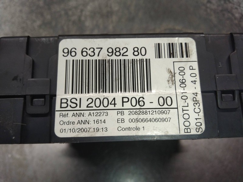 Recambio de caja reles / fusibles para peugeot 207 xs referencia OEM IAM 9663798280 BSI2004P0600 S01C3P440P