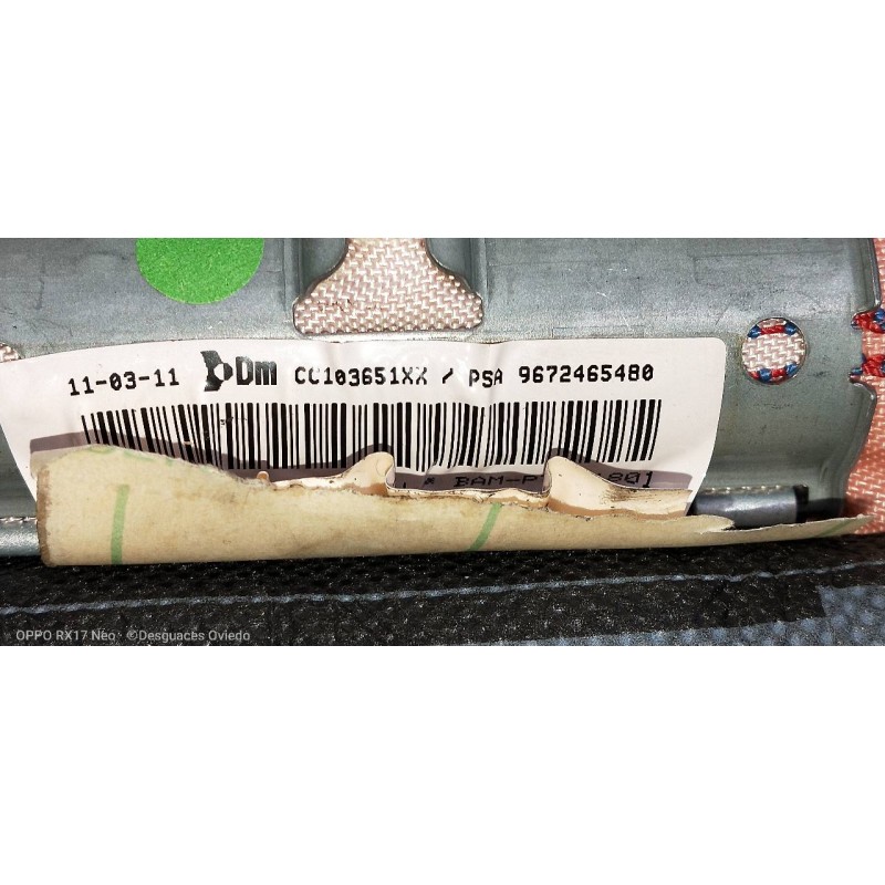 Recambio de airbag cortina delantero izquierdo para citroen c3 selection referencia OEM IAM 9672465480  