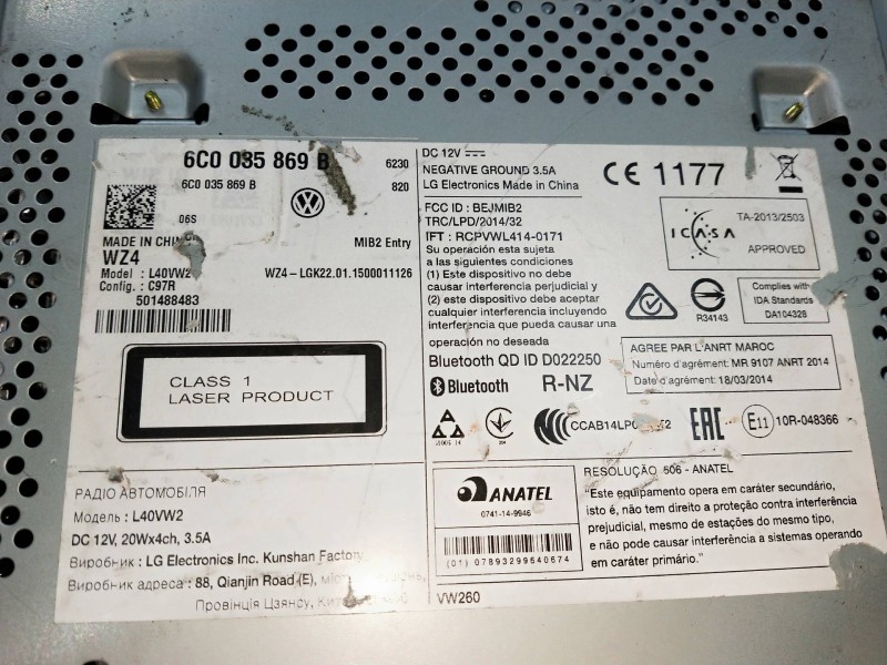 Recambio de sistema audio / radio cd para volkswagen polo (6c1) trendline bluemotion referencia OEM IAM 6C0035869B  