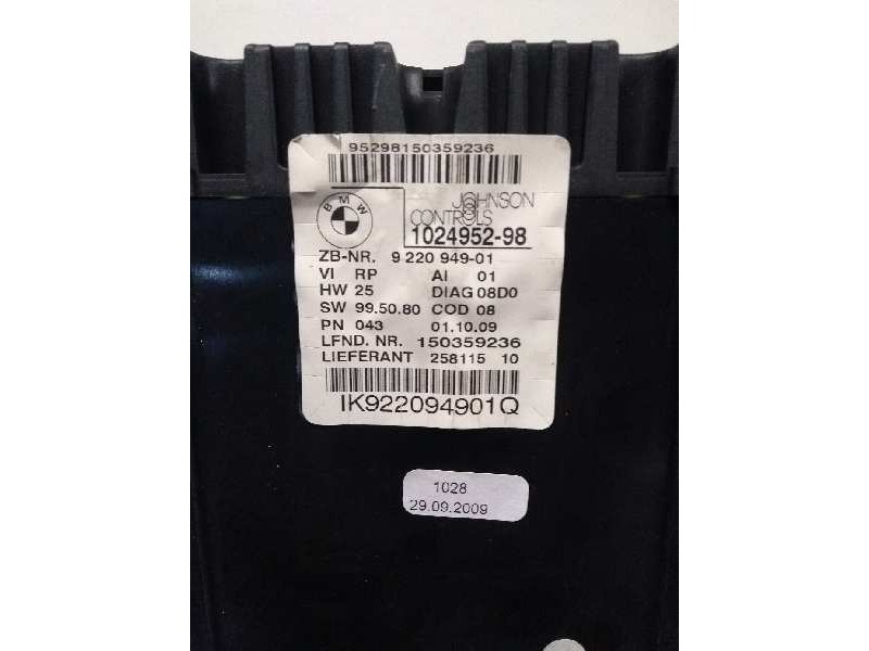 Recambio de cuadro instrumentos para bmw serie 1 berlina (e81/e87) 118d referencia OEM IAM 102495298 IK922094901Q 