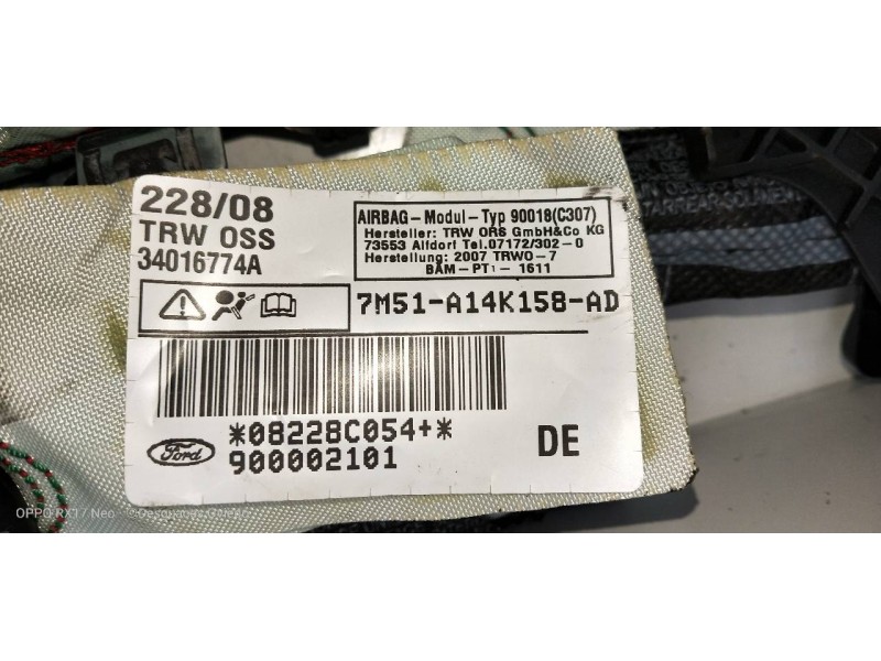 Recambio de airbag cortina delantero derecho para ford focus lim. (cb4) trend referencia OEM IAM 7M51A14K158AD 900002101 3401677