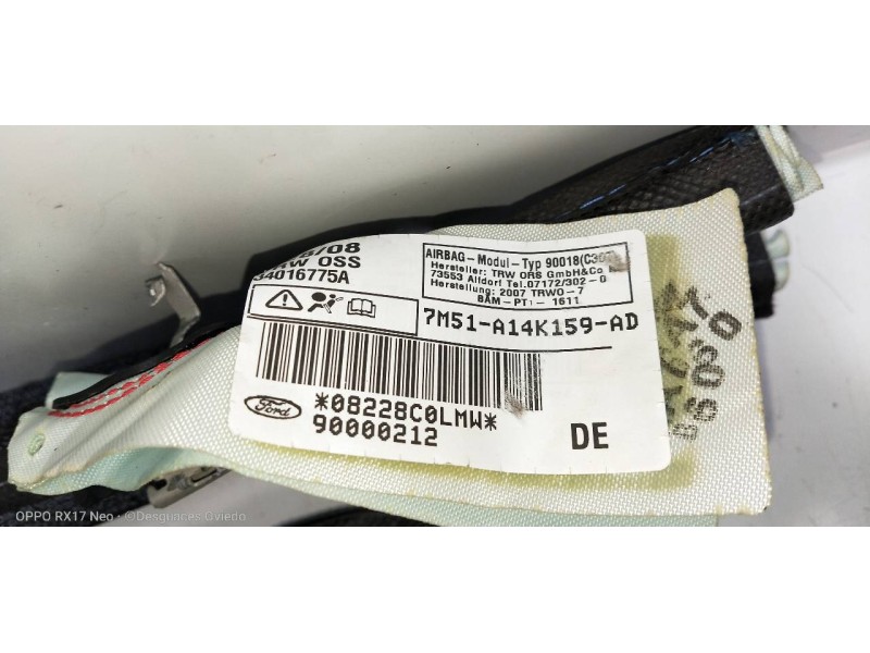 Recambio de airbag cortina delantero izquierdo para ford focus lim. (cb4) trend referencia OEM IAM 7M51A14K159AD 90000212 340167