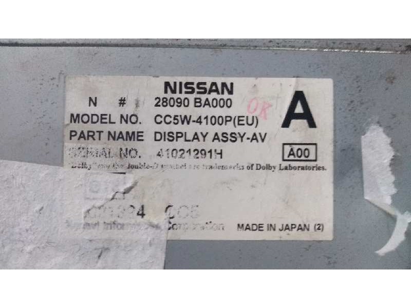 Recambio de pantalla multifuncion para nissan primera trav. (p12) 1.9 16v turbodiesel cat referencia OEM IAM 28090BA000 CC5W4100