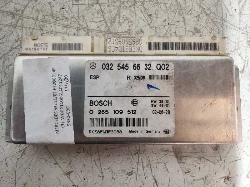 Recambio de centralita abs para mercedes clase e (w211) berlina e 220 cdi (211.006) referencia OEM IAM 0265109512 0325456632 Q02