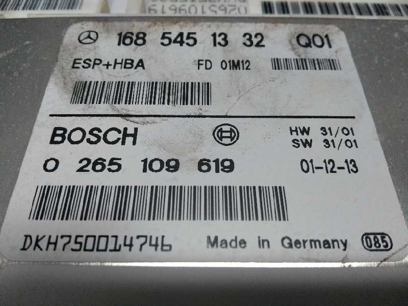 Recambio de centralita abs para mercedes clase a (w168) 160 l (168.133) referencia OEM IAM 0265109619 1685451332 FD01M12 Q01