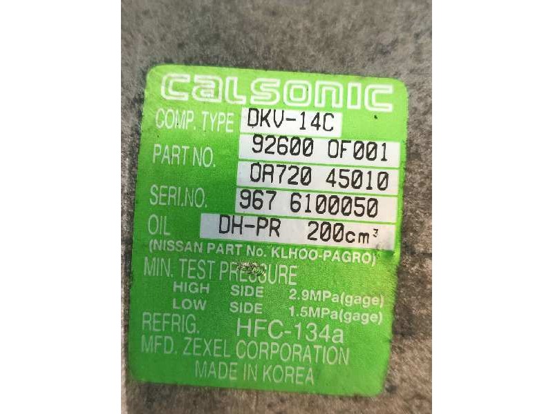 Recambio de compresor aire acondicionado para nissan terrano/terrano.ii (r20) comfort plus referencia OEM IAM 926000F001 9676100
