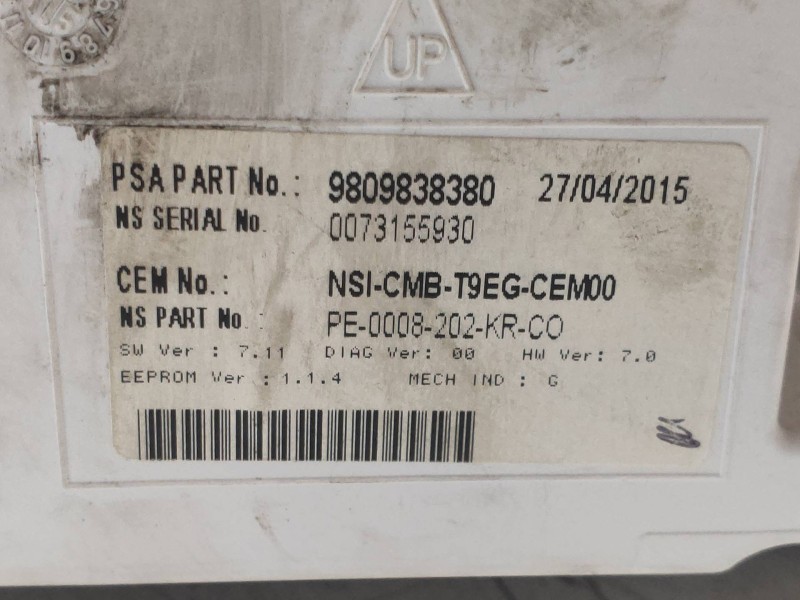 Recambio de cuadro instrumentos para peugeot 308 business line referencia OEM IAM 9809838380 PE0008202KRC0 