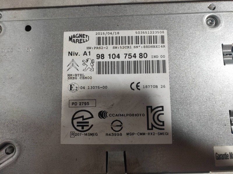 Recambio de sistema audio / radio cd para peugeot 308 business line referencia OEM IAM 9810475480  