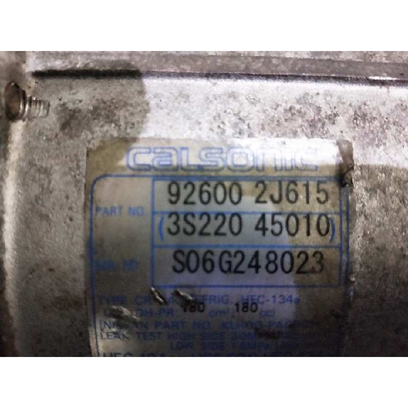 Recambio de compresor aire acondicionado para nissan primera berlina (p11) 2.0 turbodiesel cat referencia OEM IAM 926002J615 3S2 Recambio de compresor aire acondicionado para nissan primera berlina (p11) 2.0 turbodiesel cat referencia OEM IAM 926002J615 3S2