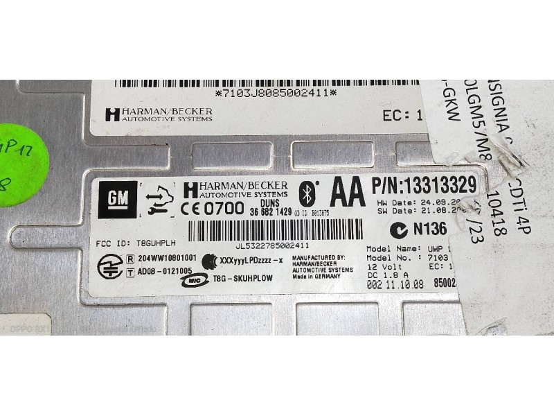 Recambio de modulo electronico para opel insignia berlina cosmo referencia OEM IAM 13313329  