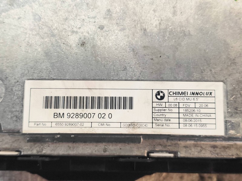 Recambio de pantalla multifuncion para bmw serie 5 lim. (f10) 520d referencia OEM IAM 65509289007 BM9289007 