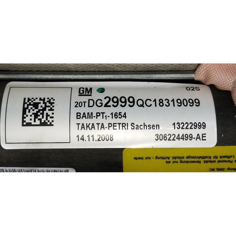 Recambio de airbag cortina delantero derecho para opel insignia berlina cosmo referencia OEM IAM 13222999 20TDG2999QC18319099 30