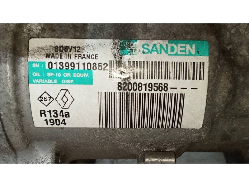 Recambio de compresor aire acondicionado para renault grand modus authentique referencia OEM IAM SD6V121904 8200819568 