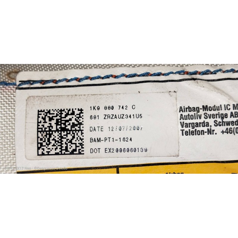 Recambio de airbag cortina delantero derecho para volkswagen golf v variant (1k5) advance referencia OEM IAM 1K9880742C  