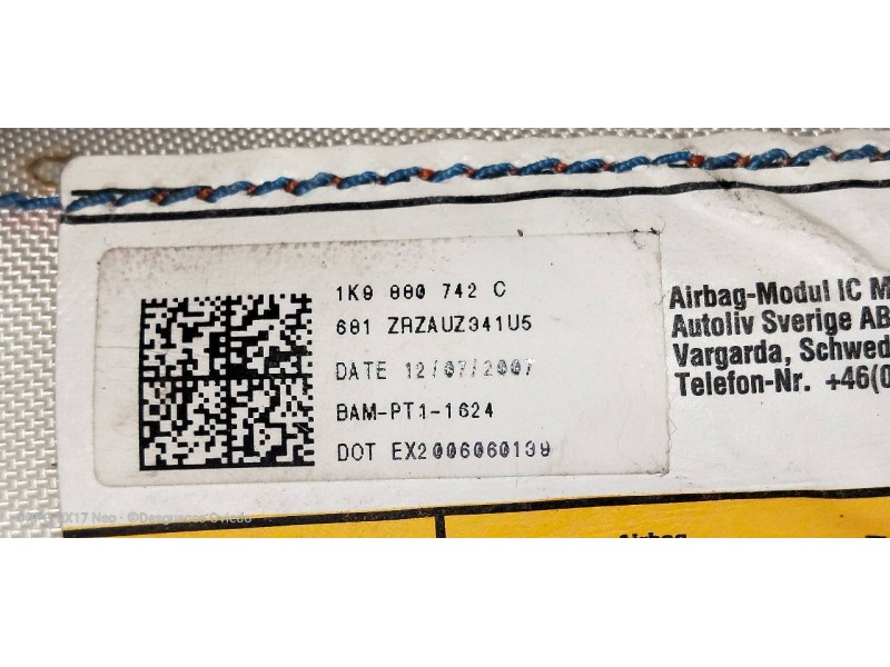 Recambio de airbag cortina delantero derecho para volkswagen golf v variant (1k5) advance referencia OEM IAM 1K9880742C  
