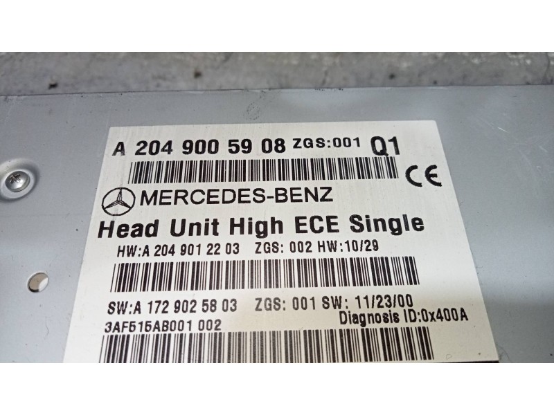 Recambio de sistema audio / radio cd para mercedes clase c (w204) coupe c 220 cdi blueefficiency (204.302) referencia OEM IAM A2