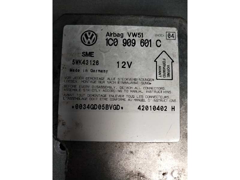 Recambio de centralita airbag para skoda fabia (6y2/6y3) comfort referencia OEM IAM 5WK43126 1C0909601C 