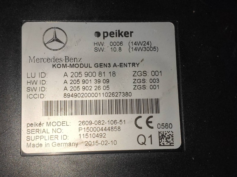 Recambio de modulo electronico para mercedes clase c (w205) lim. c 220 cdi bluetec (205.004) referencia OEM IAM A2059008118 A205
