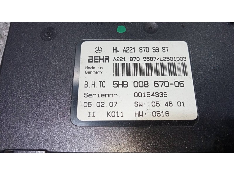 Recambio de modulo electronico para mercedes clase s (w221) berlina 450 l (221.170) referencia OEM IAM A2218709987 5HB00867006 