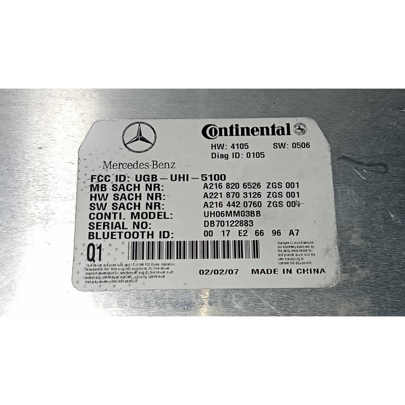 Recambio de modulo electronico para mercedes clase s (w221) berlina 450 l (221.170) referencia OEM IAM A2168206526 A2218703126 A