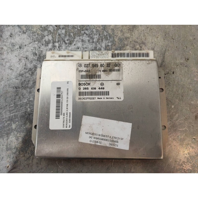 Recambio de centralita abs para mercedes clase a (w168) 170 cdi (168.008) referencia OEM IAM 0265109449 0275456032 FD99M01
