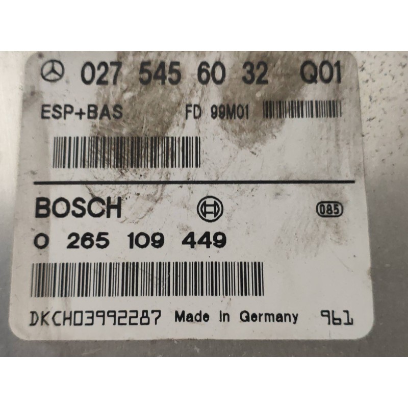 Recambio de centralita abs para mercedes clase a (w168) 170 cdi (168.008) referencia OEM IAM 0265109449 0275456032 FD99M01