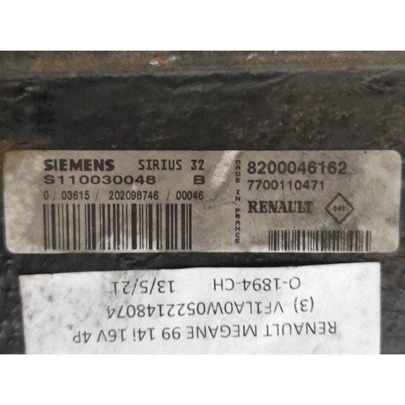 Recambio de centralita motor uce para renault megane i fase 2 classic (la..) 1.4 16v rt referencia OEM IAM S110030048B 820004616