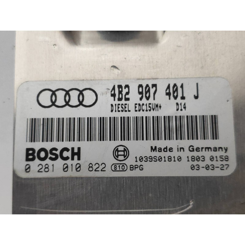Recambio de centralita motor uce para audi a6 berlina (4b2) 2.5 tdi quattro referencia OEM IAM 0281010822 4B2907401J EDC15VM