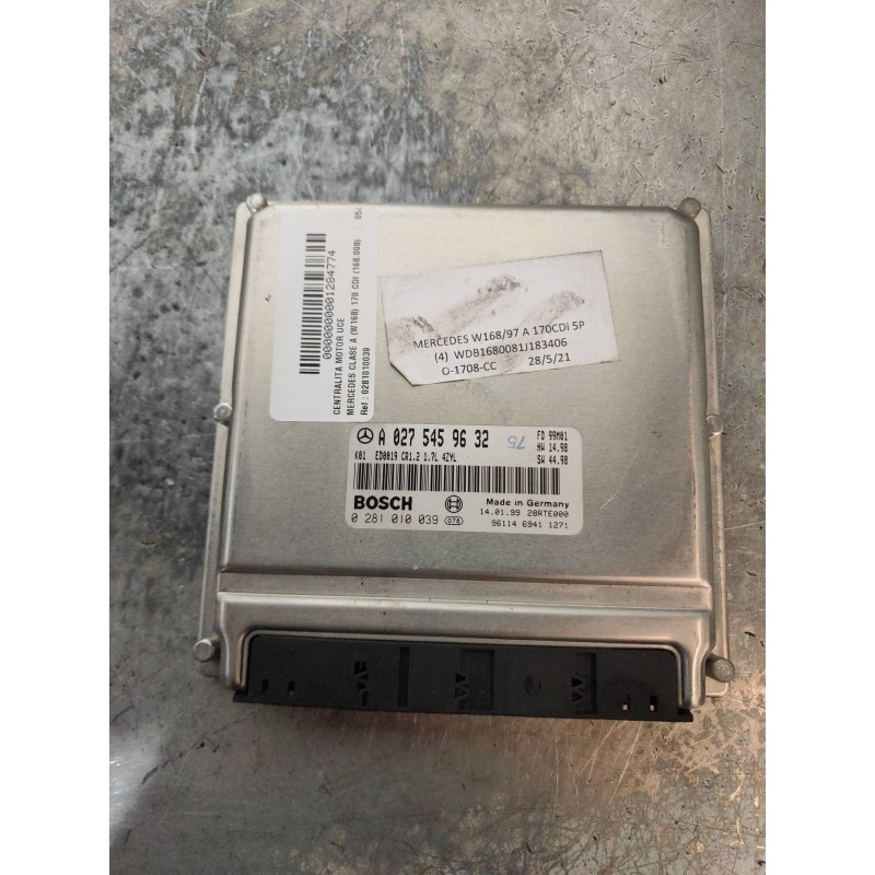 Recambio de centralita motor uce para mercedes clase a (w168) 170 cdi (168.008) referencia OEM IAM 0281010039 A0275459632 FDM99M