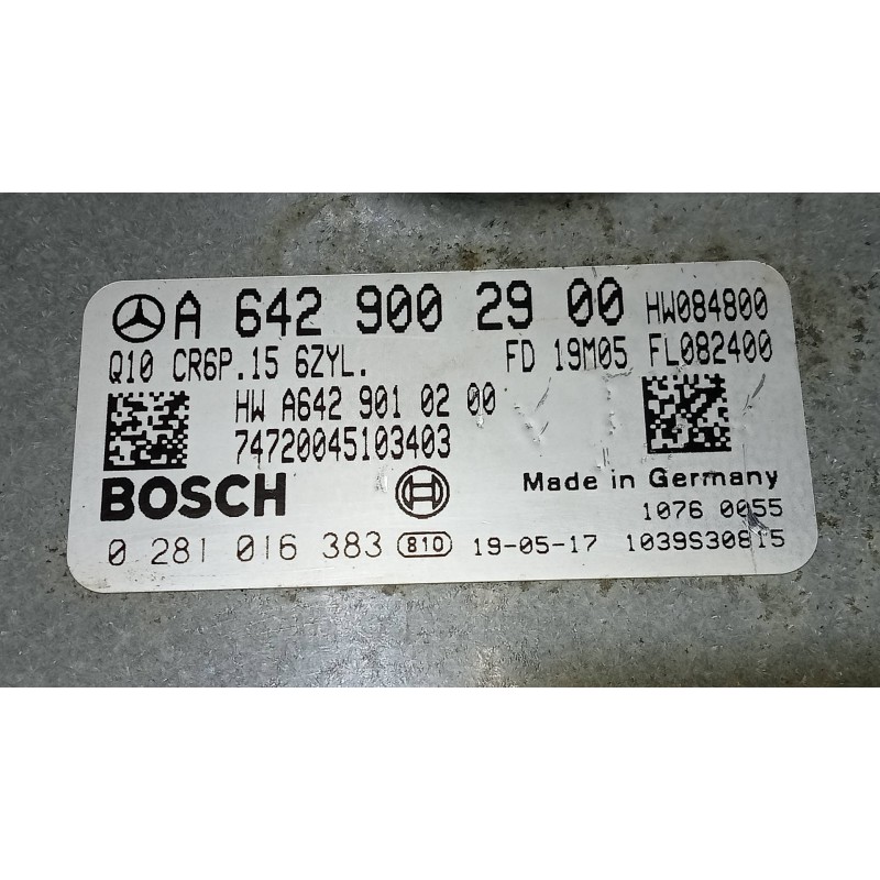 Recambio de centralita motor uce para mercedes clase e (w212) lim. e 300 cdi blueefficiency (212.025) referencia OEM IAM 0281016