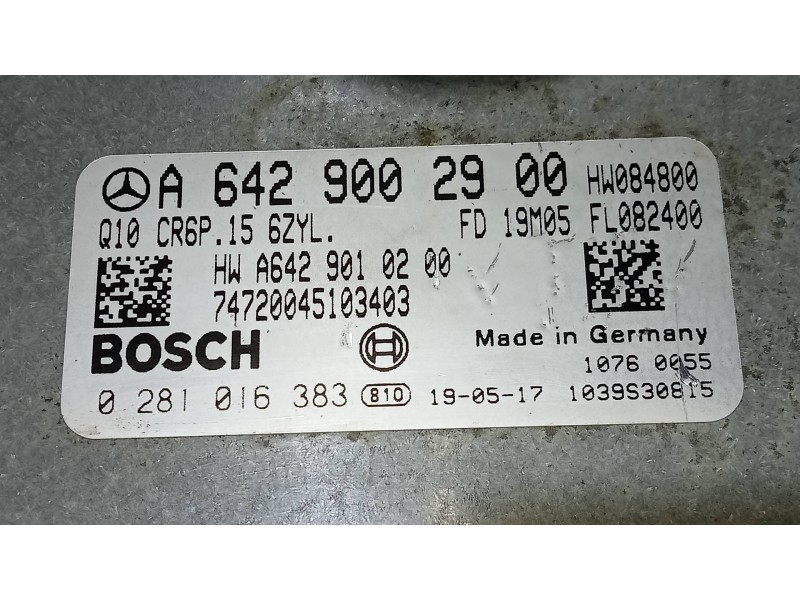 Recambio de centralita motor uce para mercedes clase e (w212) lim. e 300 cdi blueefficiency (212.025) referencia OEM IAM 0281016