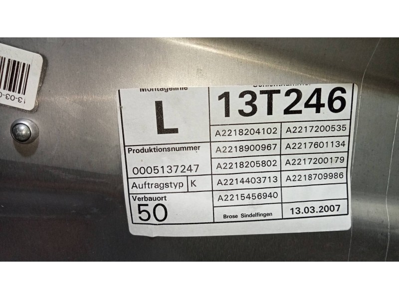 Recambio de elevalunas delantero izquierdo para mercedes clase s (w221) berlina 450 l (221.170) referencia OEM IAM A2218204102 A