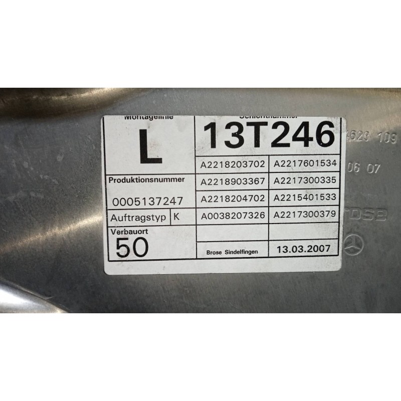 Recambio de elevalunas trasero izquierdo para mercedes clase s (w221) berlina 450 l (221.170) referencia OEM IAM A2218203702 A22